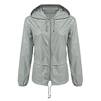 Andongnywell Lightweight Outdoor Hooded Zipper Cardigan Hiking Waterproof Raincoat Jacket Jacket Female top
