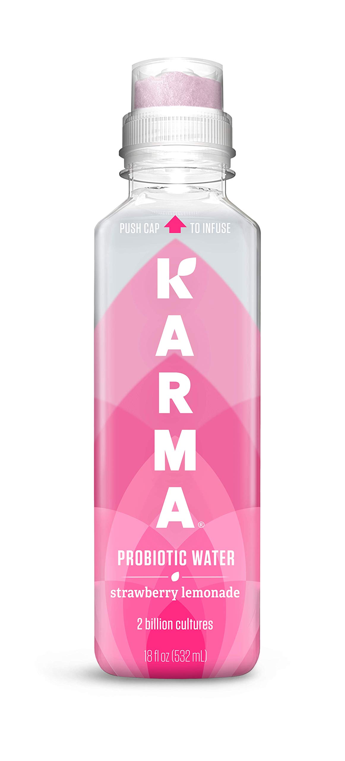 Karma Wellness Flavored Probiotic Water, Strawberry Lemonade, Immunity and Digestive Health Support, Low Calorie, 2 Billion Active Cultures, 18 Fl ...