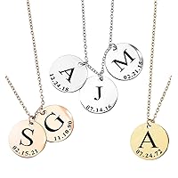 MignonandMignon Personalized Initial Disc Necklace New Mom Gift for Mothers Day Gold Necklaces for Women Mother's Day Gift for Her Gifts from Daughter - LCN-ID-L