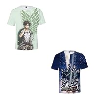 Casual Anime Cosplay 3D Printed T-Shirts Tops Round Neck Short Sleeve for Attack on Titan Comic Lovers
