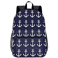 Nautical Navy Blue Anchor Travel Laptop Backpack Lightweight 17 Inch Casual Daypack Shoulder Bag for Men Women