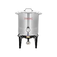 CONCORD Stainless Steel 100 QT Home Brew Kettle Stock Pot + Concord Deluxe Banjo Single Propane Burner, 200,000 BTU Portable Outdoor Stove