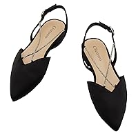 C.Paravano Women's Slingback | Leather Slingback Flats | Pointed Toe Slingback Pumps | Comfort Heeled Sandal | Slip on Flats Shoes for Wedding