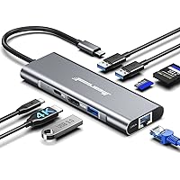 USB C Hub Ethernet, Hiearcool USB C 4K@60Hz HDMI Adapter,8 IN1 Multiport Type C Adapter 1Gbps 100W PD USB C Dock USB3.0 TF/SD Dongle Docking Station Compatible for MacBook iPad Pro Dell Hp Lenovo