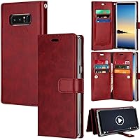 GOOSPERY Mansoor Galaxy Note 8 (2017) Leather Wallet Case Double Sided Card Holder [9 Card Slots, 2 Money Pockets] Protective Folio Flip Cover - Wine