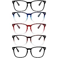 VIDEBLA 5 Pack Blue Light Blocking Reading Glasses,Spring Hinge Readers for Women Men,Anti UV Ray Filter Nerd Eyeglasses