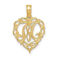 14k Gold M Script Letter Name Personalized Monogram Initial In Love Heart Pendant Necklace Measures 17.3x12.57mm Wide 0.6mm Thick Jewelry for Women