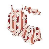 Kuriozud Newborn Infant Baby Girl 2 Piece Summer Outfits Tank Romper Top + Ruffle Bloomer Shorts Set Clothes