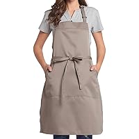Adjustable Bib Apron with Long Ties for Women Men 18 Colors Chef Kitchen Cooking