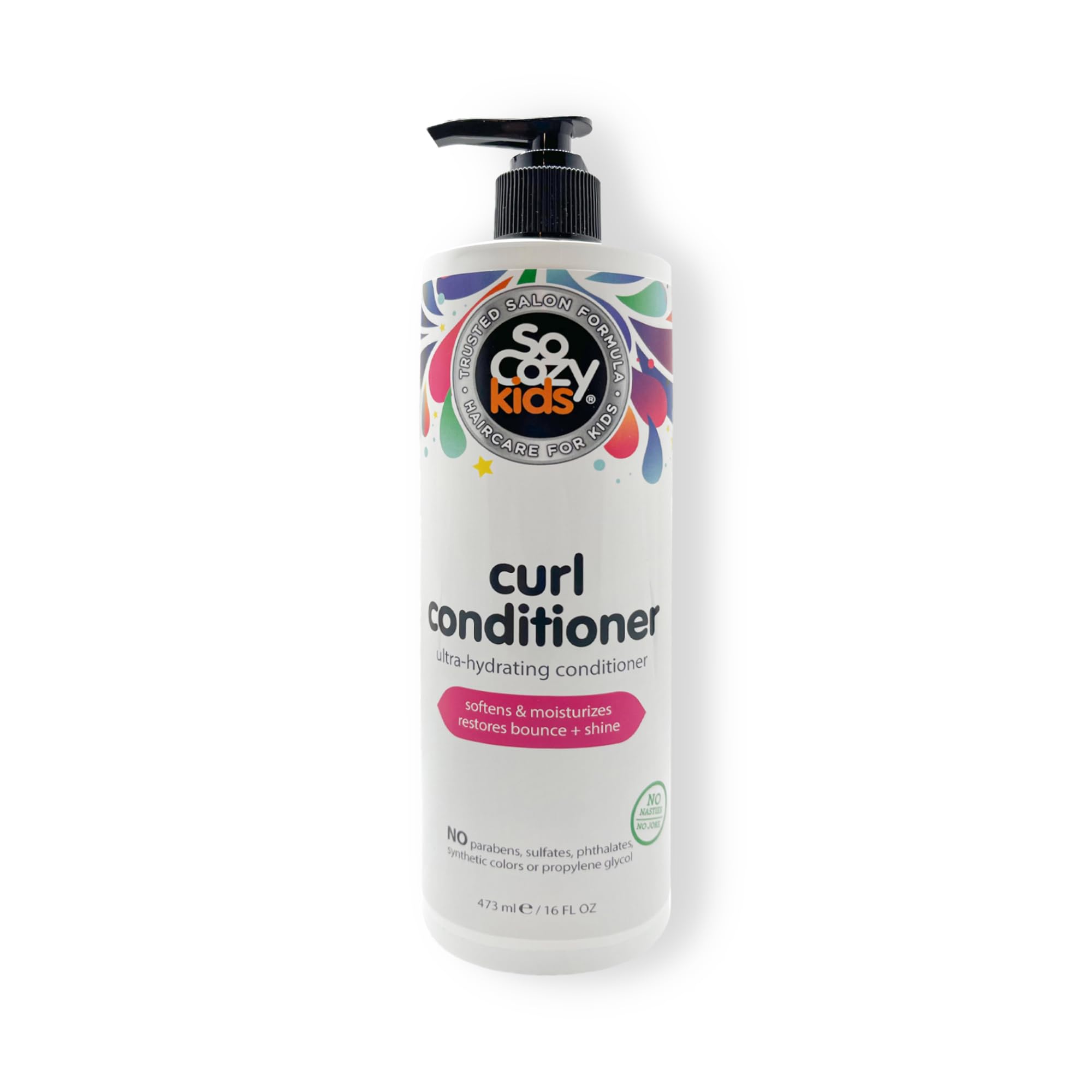 So Cozy Curl Conditioner - For Kids Hair Softens, Restores Bounce and Shine No Parabens, Sulfates, Synthetic Colors or Dyes, Sweet-Crème - 16oz Pump