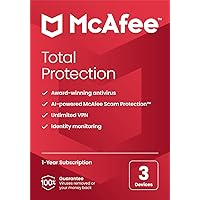 McAfee Total Protection 2024 | 3 Device | Cybersecurity Software Includes Antivirus, Secure VPN, Password Manager, Dark Web Monitoring | Key Card McAfee Total Protection 2024 | 3 Device | Cybersecurity Software Includes Antivirus, Secure VPN, Password Manager, Dark Web Monitoring | Key Card Mailed Keycard Download