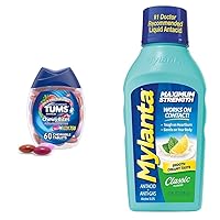 TUMS 60 Count Chewy Antacid Tablets and Mylanta 12 Fl Oz Maximum Strength Antacid and Gas Relief