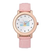 Lucia American Flag Casual Watches for Women Classic Leather Strap Quartz Wrist Watch Ladies Gift