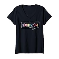 Womens Montessori teacher Team V-Neck T-Shirt
