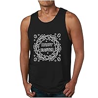 Happy Easter Men's Workout Sleeveless Shirt Quick Dry Stretchy Swim Shirts Athletic Gym Running Beach Muscle Casual Tank Top