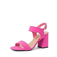 DREAM PAIRS Women's High Chunky Heels Square Toe Block Ankle Strap Dress Comfort Sandals
