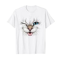 cute cat face blue eyes wink smiling for lover kitten Kitty T-Shirt
