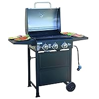 3-Burner Propane Grill, Gas Grill, 30000 BTU barbecue grill with Foldable Rack (Reversible Table)