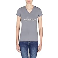 A｜X ARMANI EXCHANGE Women's V-Neck Slim Fit Triple Logo T-Shirt