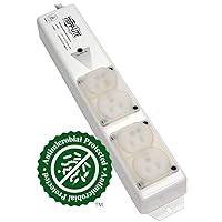 Tripp Lite Safe-IT Hospital-Grade Power Strip for Patient-Care Vicinity, 4 15A HG Outlets, UL 60601-1 Compliant, 6 Foot / 1.8M Cord, Outlet Safety Covers, White (PS-406-HGULTRA)