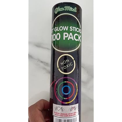 100 Ultra Bright Glow Sticks Bulk - Glow in The Dark Party Supplies Pack - 8