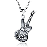 925 Sterling Silver Guitar Cremation Jewelry for Ash - Guitar Locket Urn Necklace Musical Memorial Pendant Bereavement Keepsake Gift for Loss of Guitarist or Music Lover