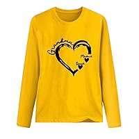 Women Grandma Letter Tops Valentines Day Family Shirts Love Heart Graphic Casual Simple Long Sleeve Tee Blouses