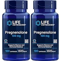 Life Extension Pregnenolone 100 Mg 100 Caps 2-Pack (200 Count)