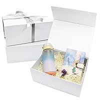 AuroWish 3 Pack Large Gift Box for Present, 12.5 x 8.5 x 4.75 Inches, White Gift Box with Magnetic Lid, Collapsible Gift Box with Ribbons, Gift boxes with Lids for Christmas, Bridesmaid Proposal, Wedding, Birthday