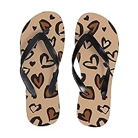 Vantaso Slim Flip Flops for Women Valentine Leopard Cheetah Hearts Yoga Mat Thong Sandals Casual Slippers