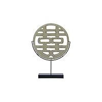 Artissance AM8154 Jade Double Happiness Base, 18 Inch Tall, White Outdoor-Statues