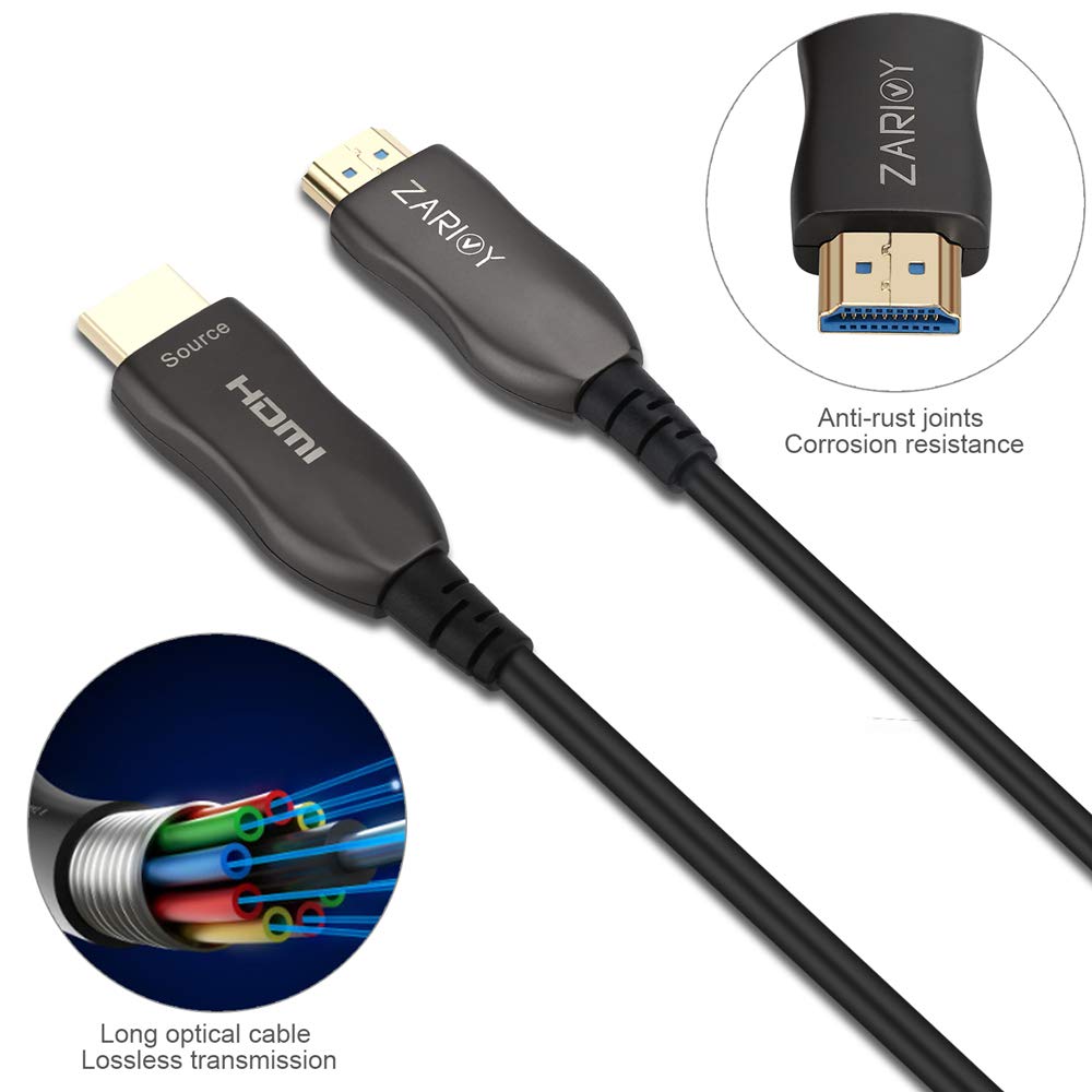 Zarivy Fiber Optic HDMI Cable 33FT, High-Speed Fiber Optic Cable 4K 60Hz(4:4:4, HDR10, ARC, HDCP2.2) HDMI2.0 18Gbps, Ultra Flexible Optical HDMI Cable for HDTV/Game Console/Projector/Home Theatre