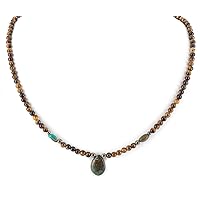 Drop Certified Authentic Navajo .925 Sterling Silver Natural Turquoise Tigers Eye Native American Necklace