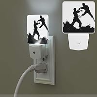 Kickboxing Print Night Light Plug-in Led Night Lamp Dusk to Dawn Smart Sensor 0.5w Nightlight Into Wall for Bedroom Hallway Bathroom Kitchen