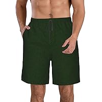 Hunter Green Floral Petals Pattern Print Men's Beach Shorts Hawaiian Summer Holiday Casual Shorts with Drawstring, Quick Dry