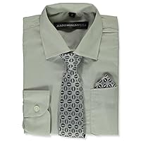 Boys' Dress Shirt & Tie (Patterns May Vary) - silver, 8