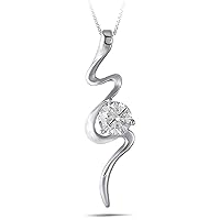 1 Carat Round Cut White Color Moissanite Diamond 925 Sterling Silver Pendant Necklace For Women