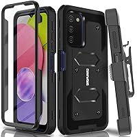 Aegis Series Case for Samsung Galaxy A03S, Full-Body Rugged Dual-Layer Shockproof Protective Swivel Belt-Clip Holster Cover with Built-in Screen Protector, Kickstand, Black