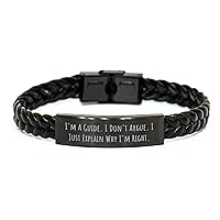 Guide Gifts | Sarcastic Guide Funny Bracelets | Gifts for Mother's Day | Braided Leather Bracelet for Guides | Engraved Gifts for Guides