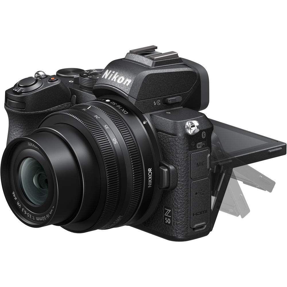 Nikon Z 50 Mirrorless Digital Camera with 16-50mm Lens (1633) + FTZ Mount Adapter + 2 x EN-EL25 Battery + 64GB Card + Case + Corel Software + Light + Filter Kit + More (International Model) (Renewed)