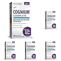 Natrol Cognium Complete, Brain Health Dietary Supplement, Improves Memory & Clarity, Drug Free, 100mg, 60 Capsules (Pack of 5)