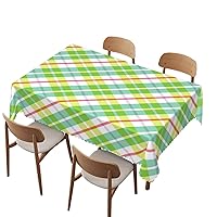 Art Rectangle Tablecloth,Watercolor Buffalo Check Plaid Theme,Stain and Wrinkle Resistant Washable Table Cloth Decorative,for Home, Wedding, Banquet, Buffet, Spring/Summer,60x104 inch,Green