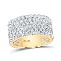 The Diamond Deal 10kt Yellow Gold Mens Round Diamond 6-Row Band Ring 6-1/2 Cttw