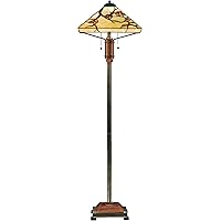 Quoizel TF9404M Grove Park Flower Tiffany Floor Lamp, 2-Light, 200 Watts, Iron with Wood Accents (61