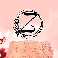 Letter Z Cake Topper Monogram Initial Last Name Acrylic Black For Wedding Bridal Shower Party Supplies Rustic Reusable Botanical Wreath Choosing Letter Design Color Engagement Gifts