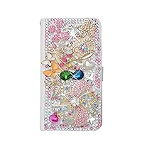 Crystal Wallet Phone Case Compatible with iPhone 13 - Crown Windmill Flowers - Pink - 3D Handmade Glitter Bling Leather Cover with Screen Protector & Beaded Phone Lanyard