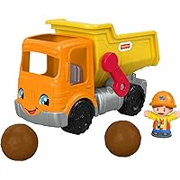 Fisher-Price Little People Toddler Construction Toy Work Together Dump Truck with Music Sounds and 3 Pieces for Ages 1+ Years