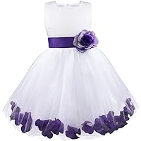 YiZYiF Flower Girl Dress Kids Petals Sash Wedding Bridesmaid Formal Pageant Recital Graduation Gowns