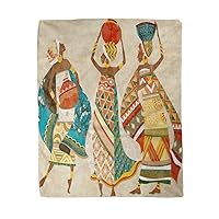 50x60 Inches Flannel Throw Blanket Colorful Pattern Dreams of Africa Ethnic African Pottery Kanga Home Decorative Warm Cozy Soft Blanket for Couch Sofa Bed