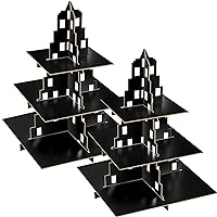 2 Pieces City Skyscraper Cupcake Stand 3 Tier Cake Party Supplies Building Cupcake Stand for Birthday Table Decor